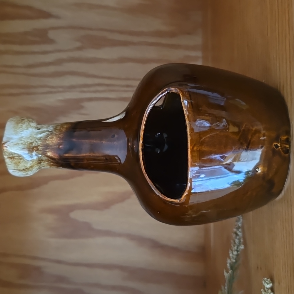 Vintage Brown Drip Strawberry Planter Jug Cottagecore 60's Farmer Homesteading - Picture 5 of 7